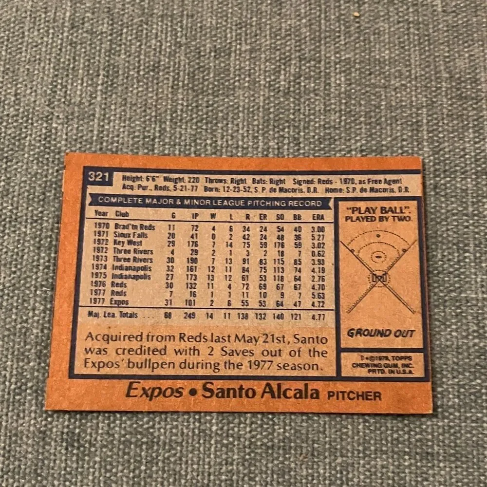 1978 Topps Montreal Expos Baseball Card Trading Card